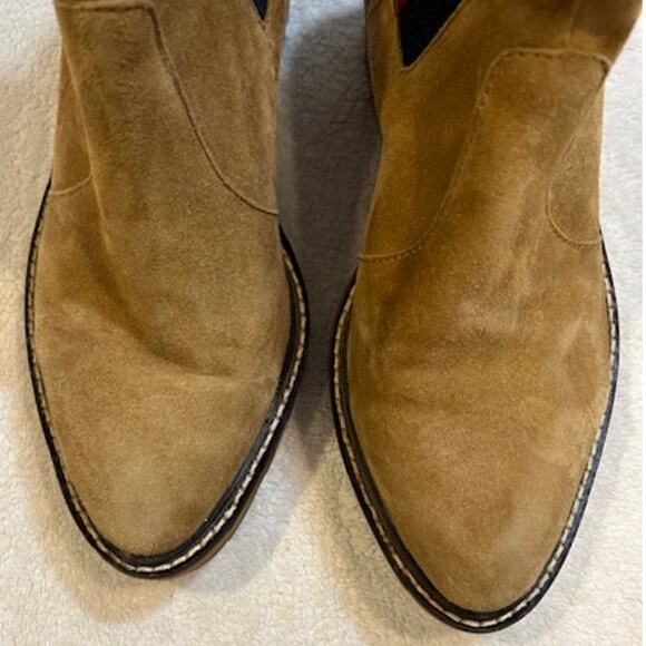 CECELIA NEW YORK Nutella Tan Suede Wedge Chelsea Booties Gemma Gwen Boots Sz 6.5 - Picture 2 of 11